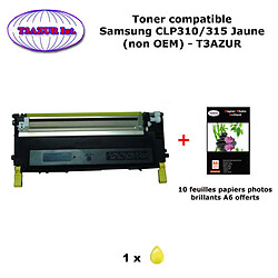 Toner générique CLP310 Y pour imprimante Samsung CLX 3170,3170FN,3175,3175FN,3175FW,3175N Jaune+10f A6 brillantes -T3AZUR 