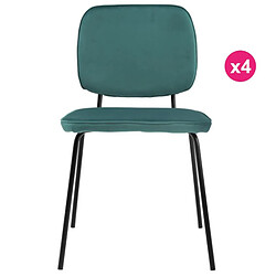 Lot de 4 Chaises Repas en Velours Vert Lide KosyForm