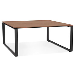 Alterego Table de réunion / bureau bench 'BAKUS SQUARE' en bois finition Noyer et métal noir - 160x160 cm BAKUS