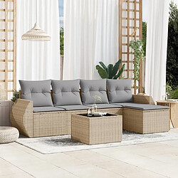 Maison Chic Salon de jardin avec coussins 6 pcs, Ensemble Tables et chaises de jardin, beige résine tressée -GKD432055