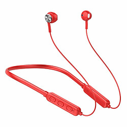 Casque De Sport Sans Fil Suspendu Cou Son Haute Définition Écouteur Compatible Bluetooth Gb04 Pour Rouge 