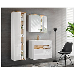 Ac-Deco Ensemble meubles de salle de bain complet avec cabinet miroir - Blanc - 80 cm - Bahama