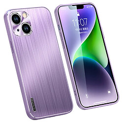 Coque en TPU + métal brossé, anti-rayures pour votre iPhone 14 Plus - violet