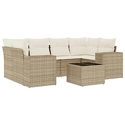 vidaXL Salon de jardin avec coussins 7 pcs beige résine tressée