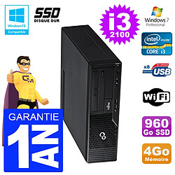 PC Fujitsu Esprimo E500 E85+ DT i3-2100 RAM 4Go SSD 960Go DVD Wifi W7 - Occasion