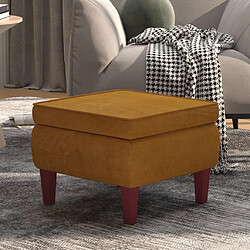 vidaXL Tabouret avec pieds en bois Marron Velours