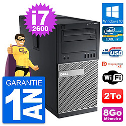 PC Tour Dell OptiPlex 9010 Intel Core i7-2600 RAM 8Go Disque 2To Windows 10 Wifi - Occasion