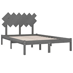 Avis vidaXL Cadre de lit sans matelas gris 135x190 cm bois massif