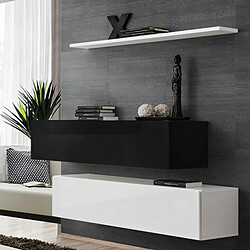 Paris Prix Lot de 2 Bancs Muraux & Étagère Switch SBII 130cm Noir & Blanc 