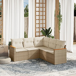 vidaXL Salon de jardin avec coussins 5 pcs beige résine tressée 