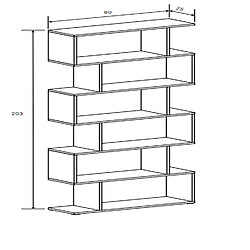 Pegane Etagère basse coloris blanc - Longueur 80 x profondeur 25 x hauteur 203 cm