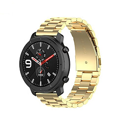 Wewoo Bracelet pour montre connectée Applicable à la génération Ticwatch / Moto360 Deuxième 460 / Samsung GearS3 / Huawei GT Universal 22 mm en acier inoxydable papillon Boucle à trois perles or