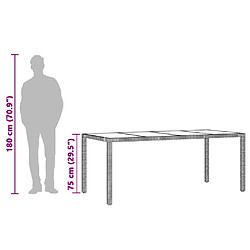 vidaXL Table de jardin dessus en verre Gris 190x90x75cm Résine tressée pas cher