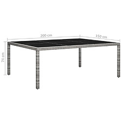 Acheter vidaXL Table à manger d'extérieur Gris 200x150x74 cm Résine tressée