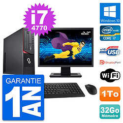 PC Fujitsu E920 DT Ecran 22" Intel i7-4770 RAM 32Go Disque 1To Windows 10 Wifi · Occasion 