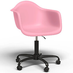 ICONIK INTERIOR Chaise de bureau avec accoudoirs - Chaise de bureau avec roulettes - Structure noire Weston Rose