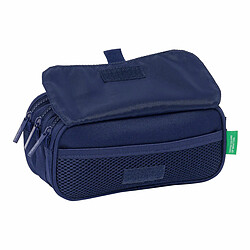 Trousse Fourre-Tout Triple Benetton Varsity Gris Blue marine 21,5 x 10 x 8 cm