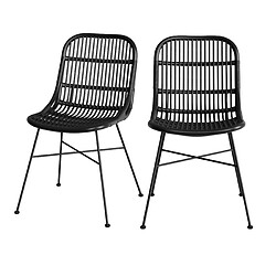 Rendez Vous Deco Chaise Moon en rotin noir (lot de 2) 