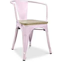 ICONIK INTERIOR Chaise avec accoudoir Stylix - Métal et bois clair Rose pâle