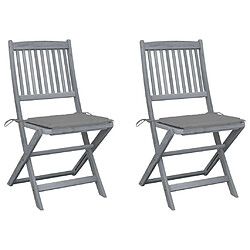 Maison Chic Lot de 2 Chaises pliables d'extérieur avec coussins | Chaises de jardin | Fauteuil Relax Bois d'acacia -GKD24273