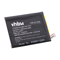 vhbw Li-Polymer Batterie 2500mAh (3.8V) pour téléphone Smartphone Alcatel One Touch OT-7043, OT-7043A, OT-7043K, OT-7043Y, Pop 2 5.0 comme TLp025A1. 