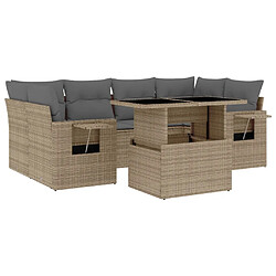 vidaXL Salon de jardin avec coussins 7 pcs beige résine tressée