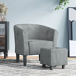 Maison Chic Fauteuil cabriolet et repose-pieds,Fauteuil luxe pour relax gris foncé velours -MN85667