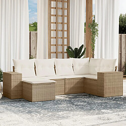 vidaXL Salon de jardin avec coussins 6 pcs beige résine tressée 