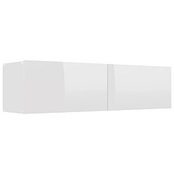 Maison Chic Meuble TV scandinave - Banc TV pour salon Blanc brillant 120x30x30 cm Aggloméré -MN99032 pas cher