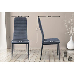 Decoshop26 Lot de 6 chaises de salle à manger design simple en tissu velours gris clair avec couture cadre en métal noir CDS10292