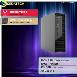 Sedatech Mini-PC Pro • AMD Ryzen 3 3200G • Radeon Vega • 16Go RAM • 1To SSD M.2 • DVD-RW • sans OS