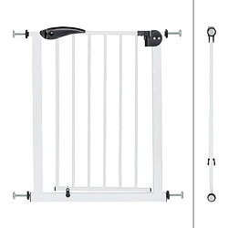 ECD Germany Barrière de Sécurité pour Enfants, Chiens, Largeur 70-75 cm, sans Perçage, Blanc, Pivotant des Deux Côtés, Fermeture Automatique, Garde-Porte Métallique Extra-Sécurisé pour Escalier, Porte