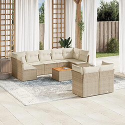 Maison Chic Salon de jardin avec coussins 10 pcs | Ensemble de Table et chaises | Mobilier d'Extérieur beige résine tressée -GKD75715