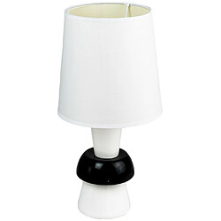 Corep Lampe a poser pied ceramique noir blanc Luminaire chevet chambre bureau Lampe à poser pied en ceramique noir et blanc. Hauteur 39 cm. Ampoule basse consommation......