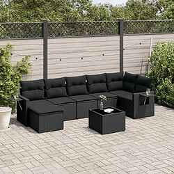 Maison Chic Ensemble Tables et chaises d'extérieur 8 pcs avec coussins,Salon de jardin noir résine tressée -GKD118341