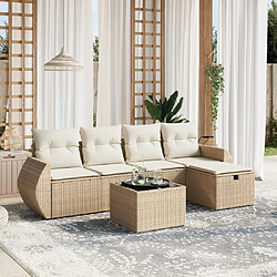 Maison Chic Salon de jardin avec coussins 6 pcs, Ensemble Tables et chaises de jardin, beige résine tressée -GKD556579