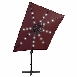 Avis Maison Chic Parasol Jardin | Parasol déporté avec mat et lumières LED Rouge bordeaux 250 cm - GKD52713