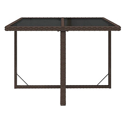 Avis Maison Chic Table de jardin | Table d'extérieur Marron 109x107x74 cm Résine tressée et verre -GKD20424