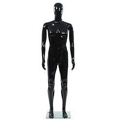 vidaXL Mannequin homme corps complet base verre Noir brillant 185 cm