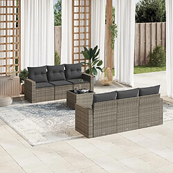 vidaXL Salon de jardin avec coussins 7 pcs gris résine tressée 