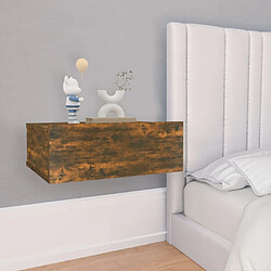 Maison Chic Table de chevet Table de Nuit Meuble de Rangement flottante Chêne fumé 40x30x15 cm 