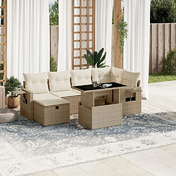 vidaXL Salon de jardin avec coussins 7 pcs beige résine tressée 