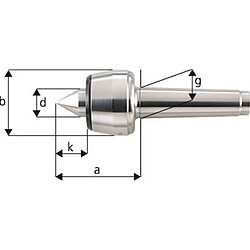 Forum Pointe tournante, Taille : 102, MK 2, a 65,0 mm, b : 45 mm, d : 20 mm, g : 17,780 mm, k : 24,0 mm, Ecart de concentricité maximum : 0,005 mm