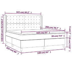 Acheter vidaXL Sommier à lattes de lit matelas et LED Crème 160x200 cm Tissu