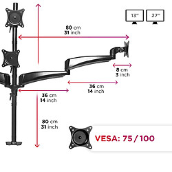 Acheter Duronic DM453VX1 Support Quadruple 4 Ecrans à Pince pour Bureau - Hauteur Ajustable - VESA 75/100 - Rotatif/Inclinable/Pivotable