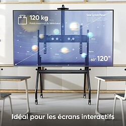 ONKRON Support TV Roulettes pour 60 - 120 Pouces TV, Ecran Geant sur Roulette jusqu'à 120 kg - Meuble TV sur Roulettes VESA 200x200 - 1000x600 mm/Chariot TV Roulettes Hauteur Réglable TS2080-B Noir