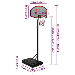 vidaXL Support de basket-ball Noir 237-307 cm Polyéthylène pas cher