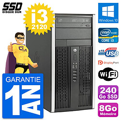 PC Tour HP Compaq Pro 6300 CMT Intel i3-2120 RAM 8Go SSD 240Go Windows 10 Wifi - Occasion