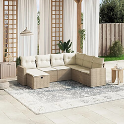 vidaXL Salon de jardin avec coussins 7 pcs beige résine tressée