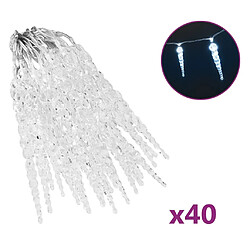 vidaXL Guirlande lumineuse à glaçons de Noël 40 pcs Blanc Acrylique